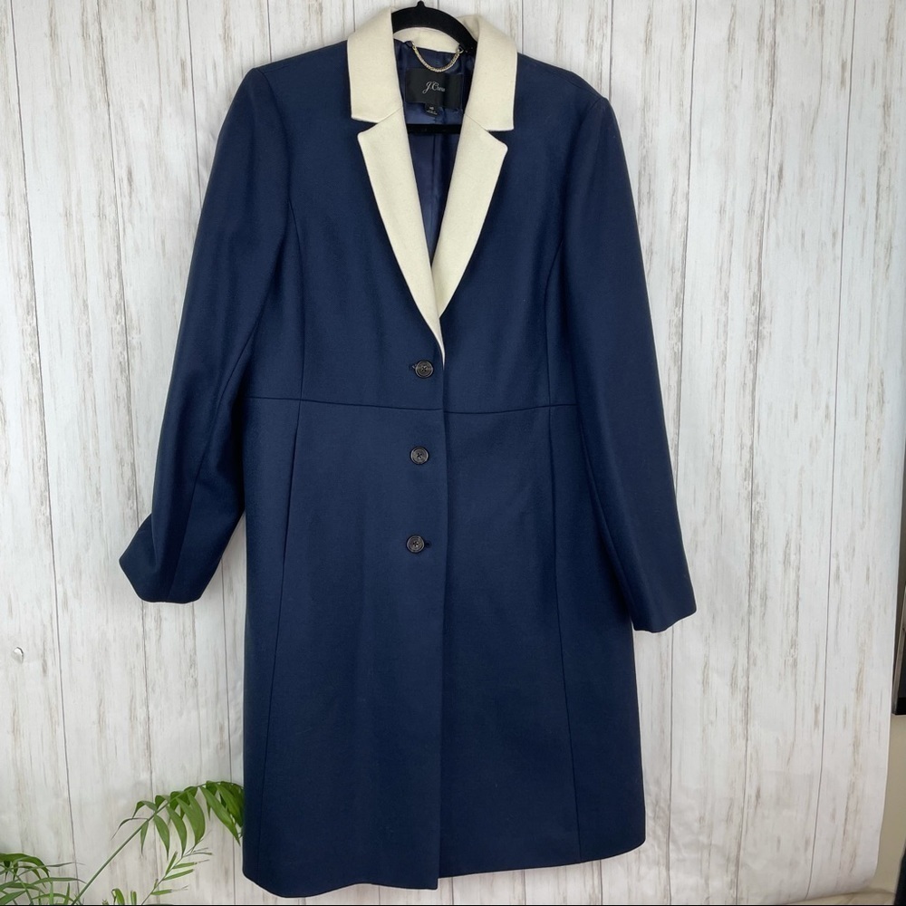 J Crew Topcoat Contrast Label Double Serge Wool - Picture 4 of 12